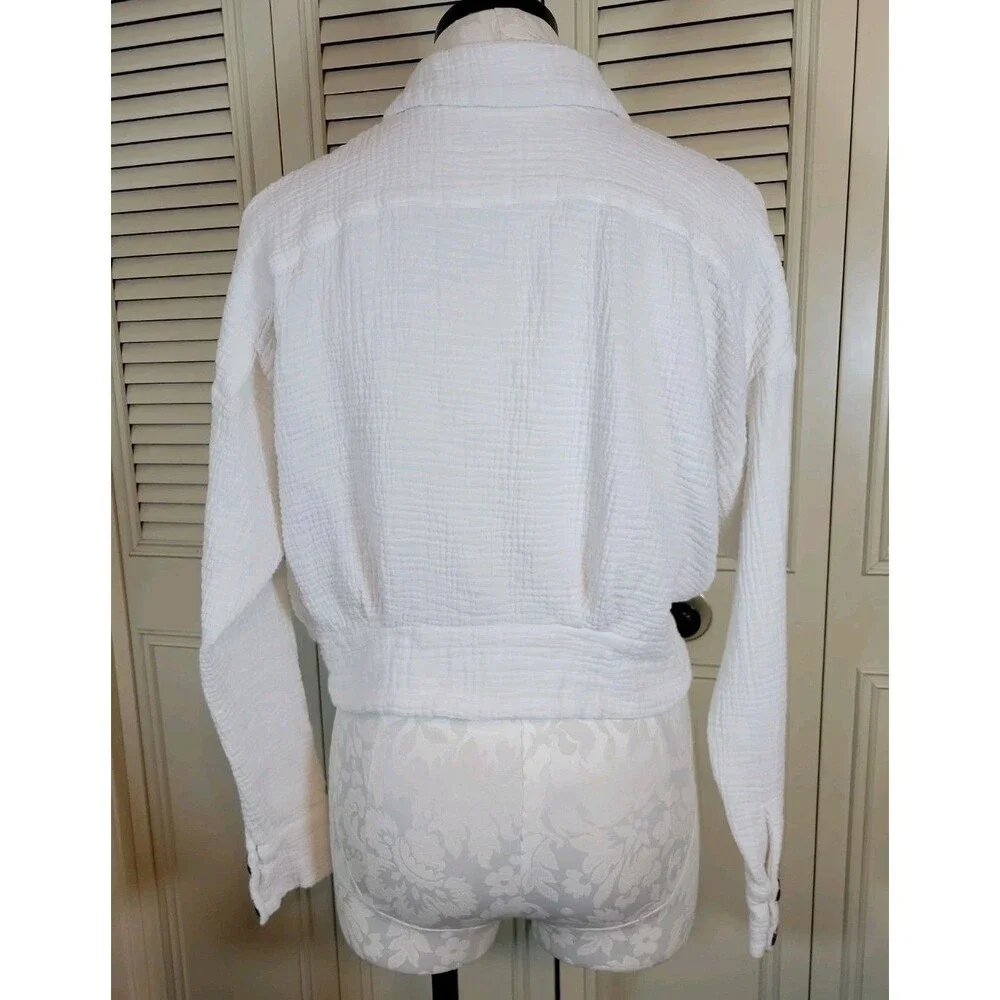 Free People Sunstreaks Tie Front Gauzy Top Woman Size Small